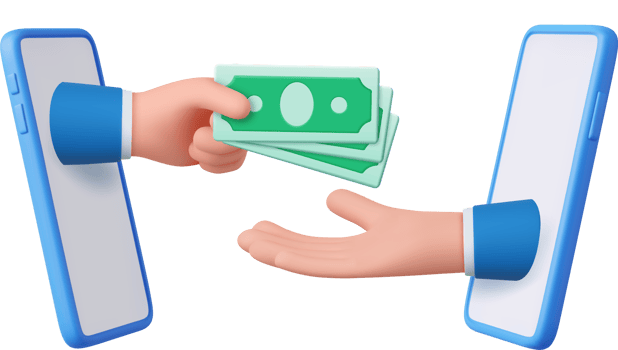 3d Cartoon character hands give and take money png