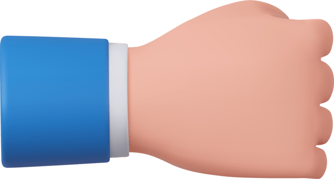 3d Cartoon character Hand fist up png
