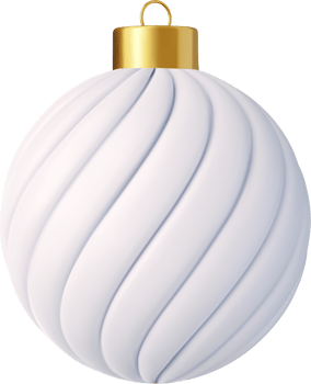 3d Gold and white Christmas ball png
