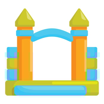Inflatable bouncy castle with arch and turrets providing entertainment for children vector