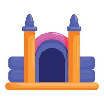 Inflatable bouncy castle representing a colorful fortress for children entertainment vector