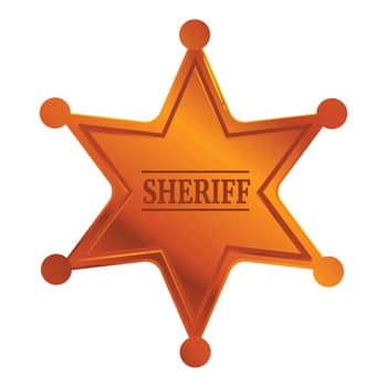 Golden sheriff star badge representing law enforcement and justice vector