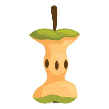 Apple core showing seeds and stem on white background vector