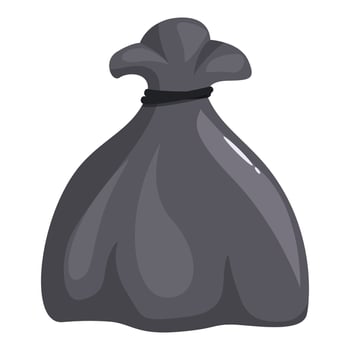 Full gray garbage bag tied with string on white background vector