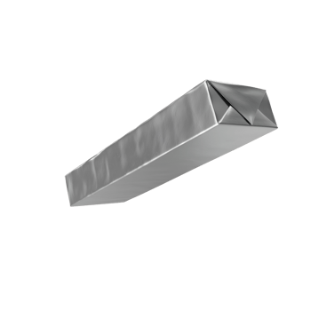 A metallic rectangular object with a pointed end, resembling a packaging or a container. png