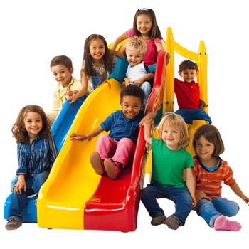 Children of different races playing on a playground png