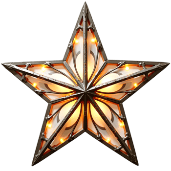 Illuminated Metal Star Tree Topper with Gothic png