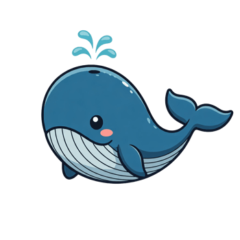 Isolated Adorable Whale Cartoon Character png
