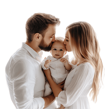 Happy Parents Kissing Their Baby on transparent background png