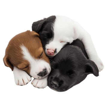 Cute Brown and White Puppies Sleeping png