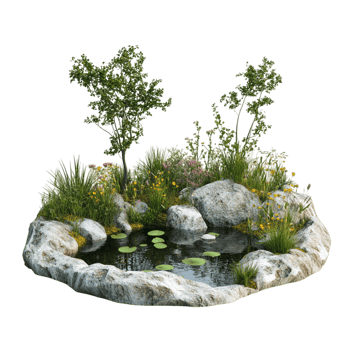 image of a small pond on a transparent background png