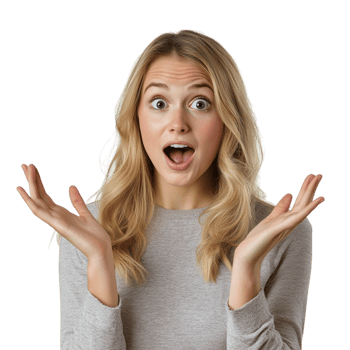image of a surprised woman on a transparent background png