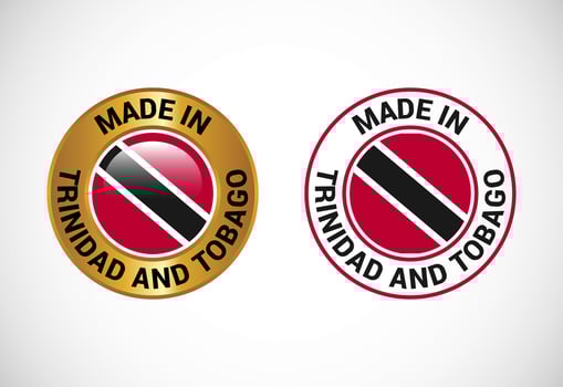 Made in Trinidad and Tobago label icon with flag. Icon set for business, badge, seal, sticker, logo, and symbol vector