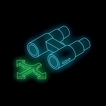 Binoculars showing multiple directions symbolizing strategic vision and decision making vector