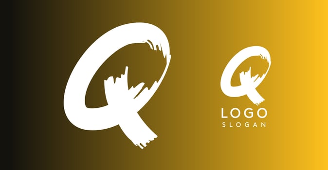 Handwritten brush pen letter Q, urban street art, vibrant and rebellious edgy logo for cool music cover and fashion brands. illustration vector
