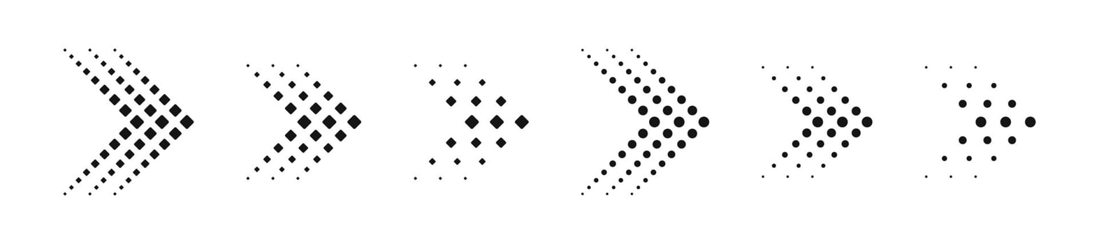 Dotted arrows collection. Dot arrow icon. Dotted arrow icon set. Halftone arrows. arrow icons vector