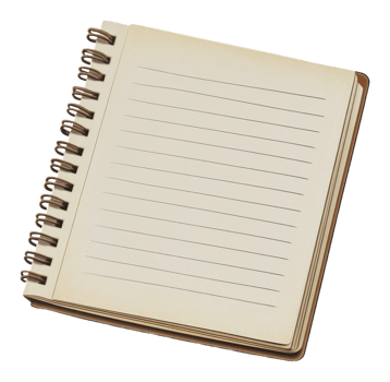 Empty notebook ready for writing on a table png
