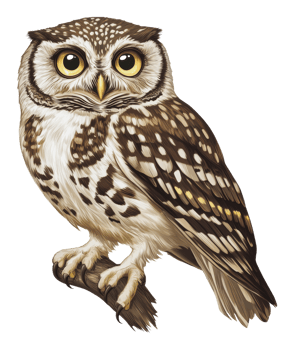 Little owl perched on a branch in natural habitat png