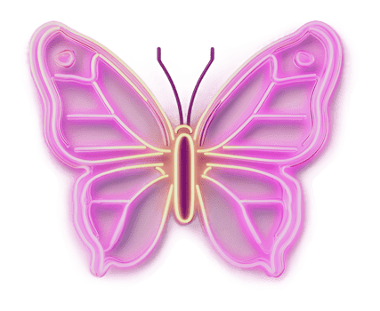 Neon pink butterfly design with glowing effects png