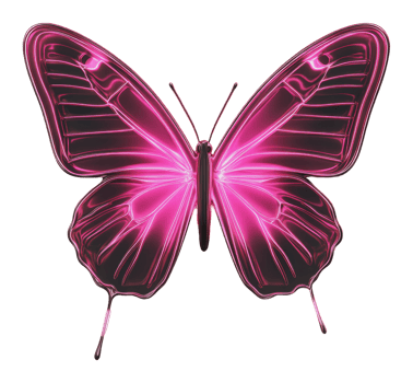 Bright pink butterfly with glowing outline design png