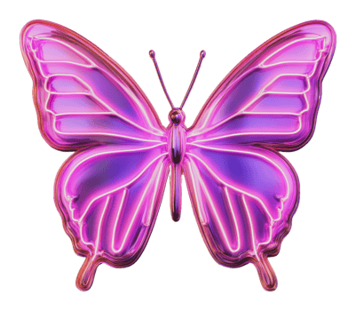 Vibrant neon butterfly design with glowing colors png