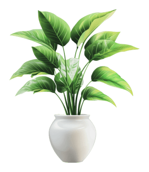 Indoor green plant in elegant white pot display png