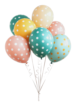 Colorful balloons with polka dots for celebration png