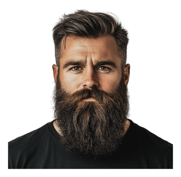 Bearded man posing on plain backdrop png