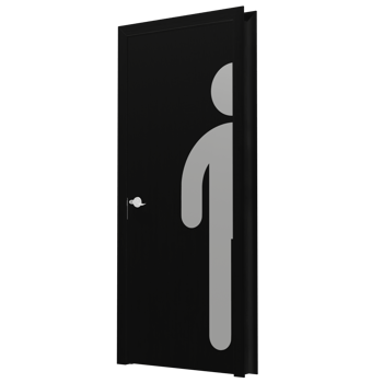 A black door with a white male symbol on it png