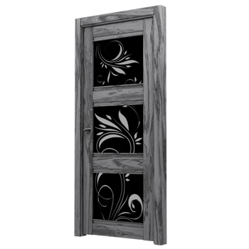 A black and white image of a door with a decorative design png
