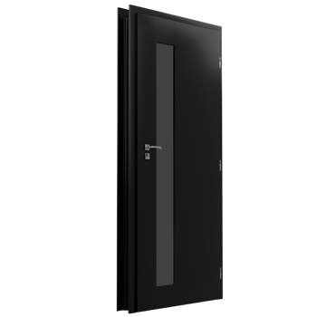 A black door with a metal handle on the side png
