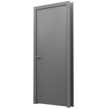 A closed door with a metal handle on a black background png