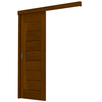 3d Wooden sliding door with a black background png