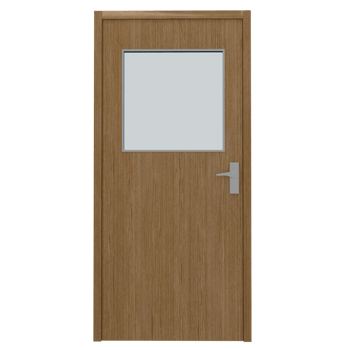 3D ooden door with a glass panel png