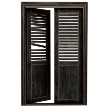 A black and white image of two wooden doors png