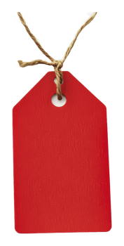 Simple red tag hanging on a twine string indoors png