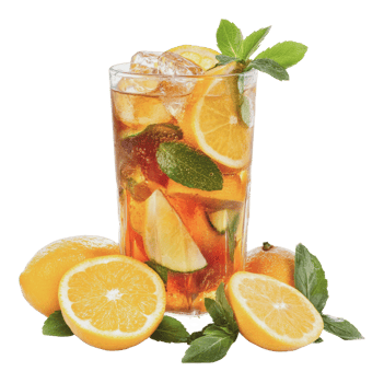 Refreshing citrus beverage with mint and ice cubes png