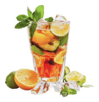 Refreshing citrus tea with mint and ice in summer png