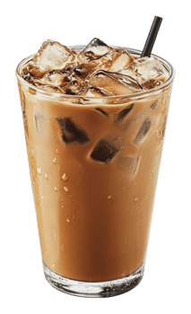 Iced coffee in a clear glass with ice png