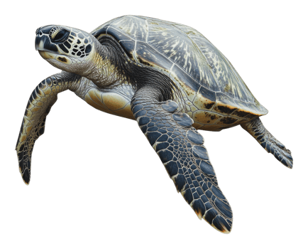 Green sea turtle gliding through the ocean waters png