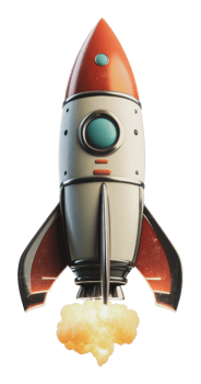 Classic rocket launch with bright flames in space png