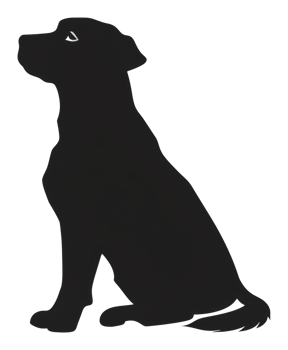 Silhouette of a sitting dog in profile view png