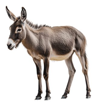 Young donkey standing gracefully in a farmyard png