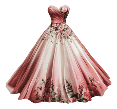 Floral pink dress for special events png