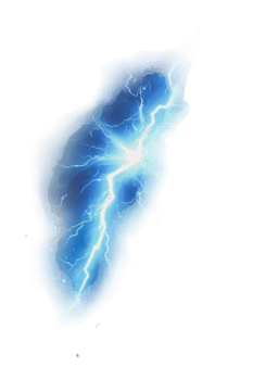 A bright blue lightning bolt striking the sky png