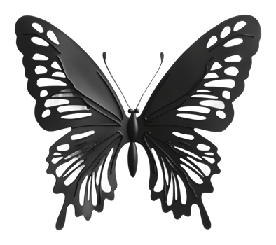 Black butterfly art for home decor png