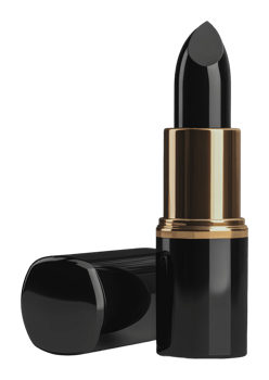 Elegant black lipstick placed on a white surface png