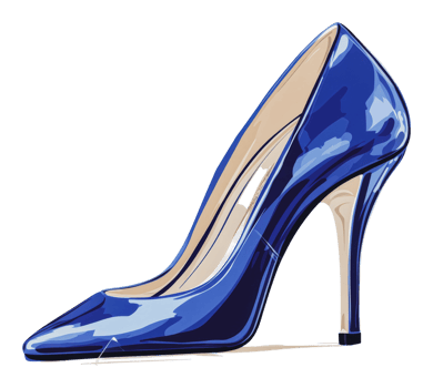 Elegant blue high heel shoe with a shiny finish png