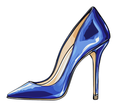 Elegant blue high heel shoe in modern style png
