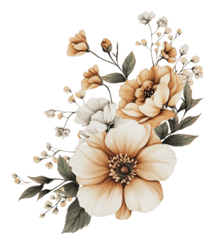 Gold and white floral arrangement png
